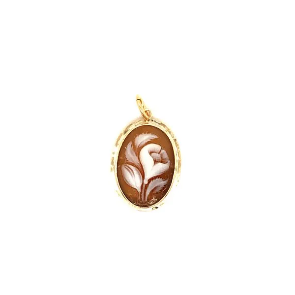 PRE-OWNED 14K Yellow Gold Rose Cameo Charm Texas Gold Connection Greenville, TX