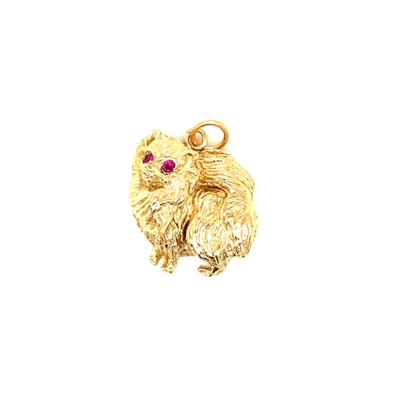 PRE-OWNED 14K Yellow Gold Dog With Devil Eyes Charm Texas Gold Connection Greenville, TX