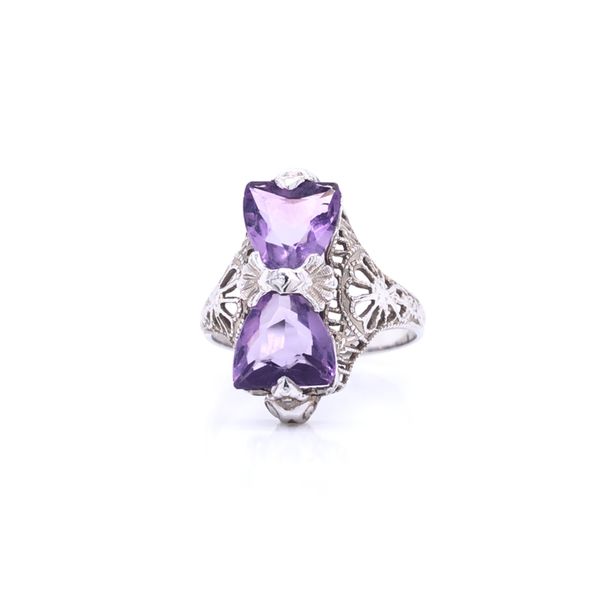 PRE-OWNED 14K White Gold Vintage Amethyst Ring Texas Gold Connection Greenville, TX