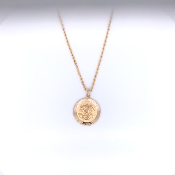 PRE-OWNED 14K Yellow Gold Solid Rope Chain with St Michaels Pendant Texas Gold Connection Greenville, TX