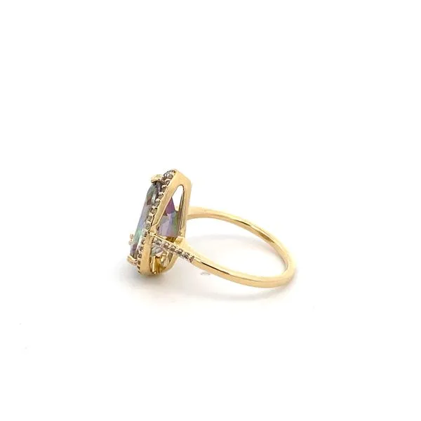 PREOWNED 14k Yellow Gold Mystic Topaz Ring With Cubic Zirconiums Image 2 Texas Gold Connection Greenville, TX