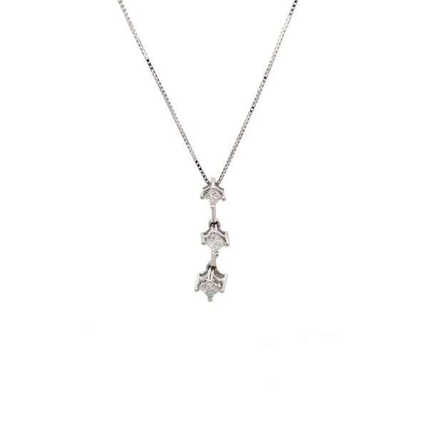 Preowned - 14K White Gold Diamond Drop Necklace Texas Gold Connection Greenville, TX