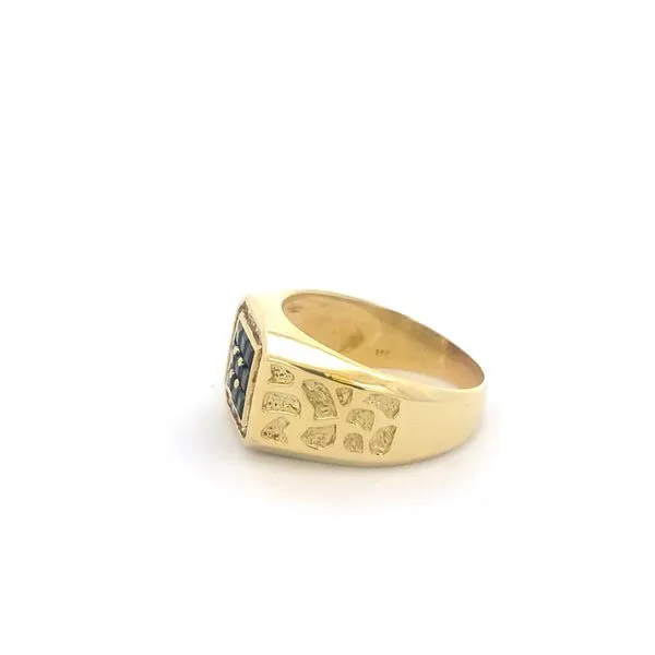 PREOWNED - 14K Yellow Gold Men's Ring With Blue Sapphires and Light Brown Diamonds Image 2 Texas Gold Connection Greenville, TX