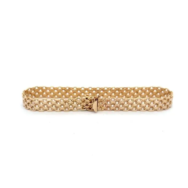 PREOWNED - 14K Yellow Gold 7.5mm Multi-row Cable Chain Bracelet Image 2 Texas Gold Connection Greenville, TX