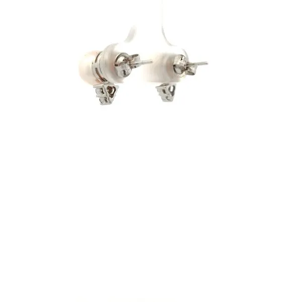 PREOWNED - 14K White Gold 7.5mm Akoya Pearl Earrings With 0.12Tw Diamonds Image 2 Texas Gold Connection Greenville, TX