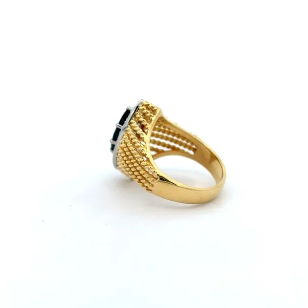 PREOWNED - 18K Yellow Gold RIng With 1ct Sapphire and 0.25Tw Diamonds Image 3 Texas Gold Connection Greenville, TX