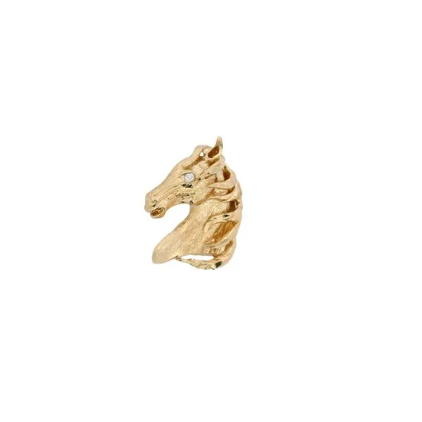 PREOWNED - 14k Yellow Gold Horse Pendant With 1 0.02ct Diamond Texas Gold Connection greenville, TX