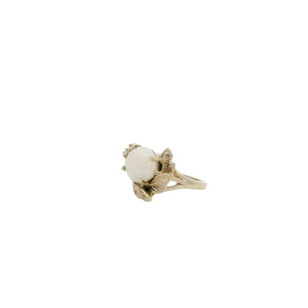 PREOWNED - 14k Yellow Gold Floral Ring With White Opal and 0.03Tw Diamonds Image 2 Texas Gold Connection greenville, TX