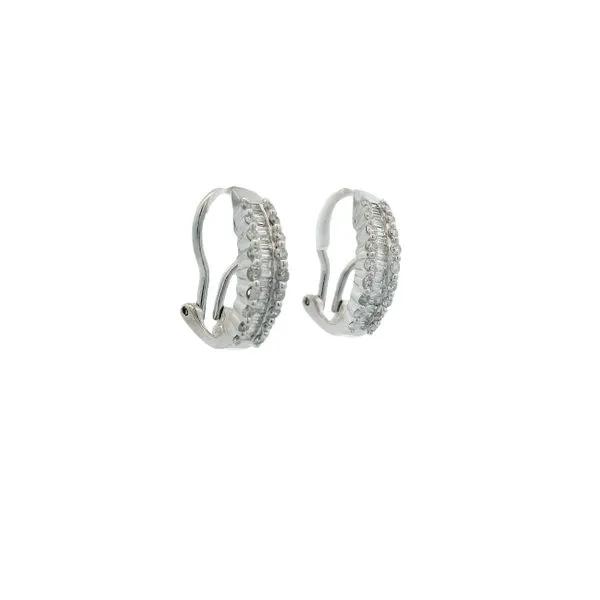 PREOWNED - 14k White Gold 0.75ct Diamond Hoop Earrings Image 2 Texas Gold Connection greenville, TX