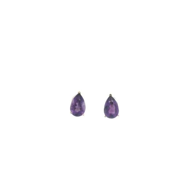 PREOWNED - 14K Yellow Gold 8.00MM Amethyst Stud Earrings Texas Gold Connection greenville, TX