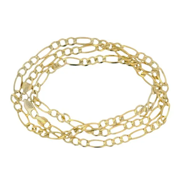 PREOWNED - 10K Yellow Gold 4.25mm 22 Inch Figaro Chain Image 3 Texas Gold Connection greenville, TX
