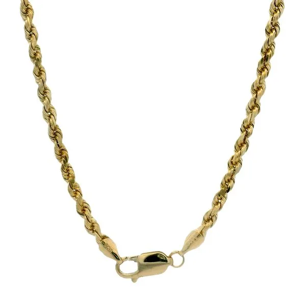 PREOWNED - 14K Yellow Gold 3.4mm Diamond Cut 20Inch Rope Chain Image 2 Texas Gold Connection greenville, TX