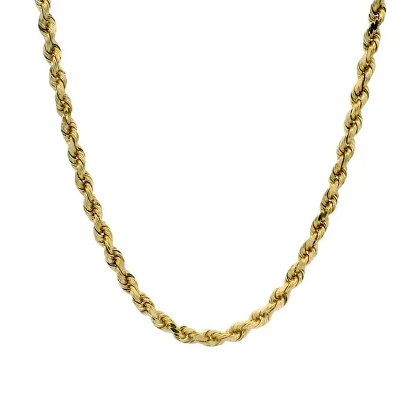 PREOWNED - 14K Yellow Gold 3.4mm Diamond Cut 20Inch Rope Chain Texas Gold Connection greenville, TX