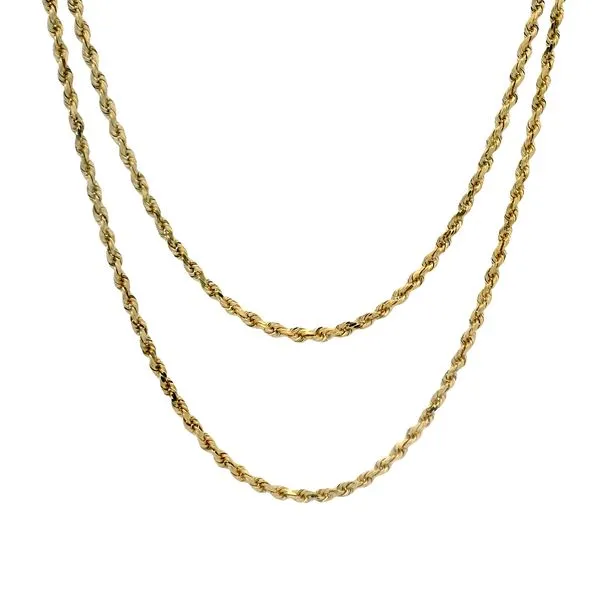 PREOWNED - 14K Yellow Gold Diamond Cut 28Inch Rope Chain Texas Gold Connection greenville, TX
