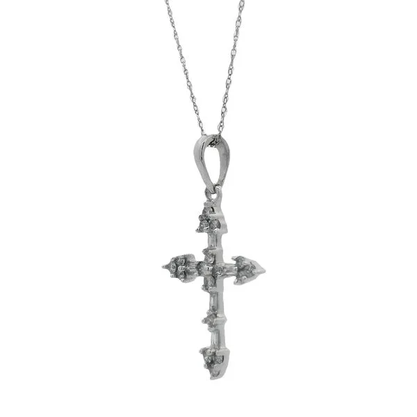 PREOWNED - 10K White Gold Bottoni Cross Necklace With 0.20Tw Diamonds Image 2 Texas Gold Connection greenville, TX