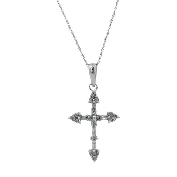 PREOWNED - 10K White Gold Bottoni Cross Necklace With 0.20Tw Diamonds Texas Gold Connection greenville, TX