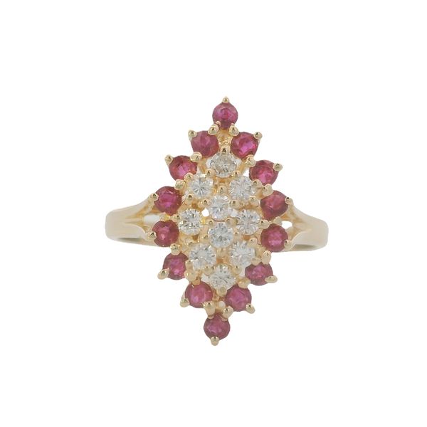 PREOWNED - 14K Yellow gold Size 8 Ring with 0.30Twt Diamonds and 1.00Twt Rubies Texas Gold Connection greenville, TX