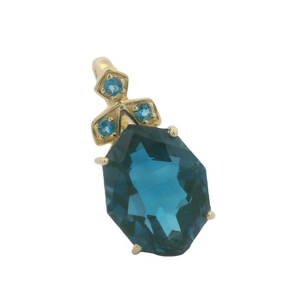 PREOWNED - 14K Yellow Gold Pendant With Fancy Cut London Blue Topaz Texas Gold Connection greenville, TX