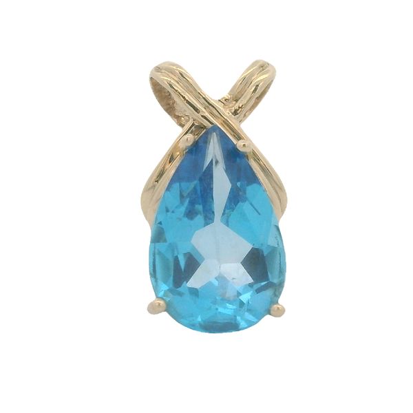 PREOWNED - 14K Yellow Gold Pendant With Swiss Blue Topaz Texas Gold Connection greenville, TX