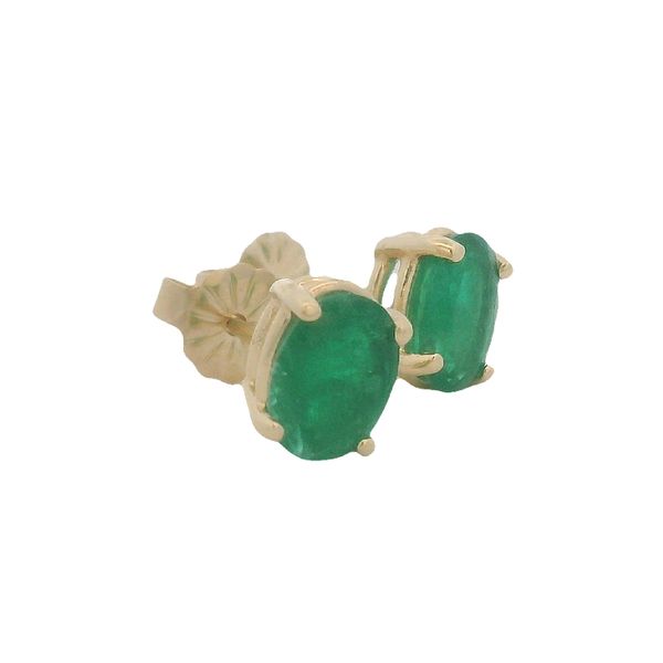 PREOWNED - 14K Yellow Gold Emerald Stud Earrings Image 2 Texas Gold Connection greenville, TX