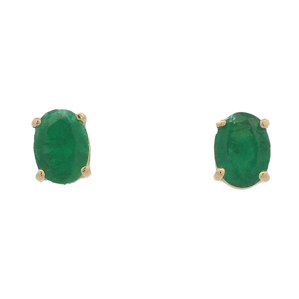 PREOWNED - 14K Yellow Gold Emerald Stud Earrings Texas Gold Connection greenville, TX