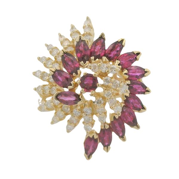 PREOWNED - 14K Yellow Gold Size 10.25 Ring With 0.75Twt Diamonds and 2.25Twt Rubies Texas Gold Connection greenville, TX