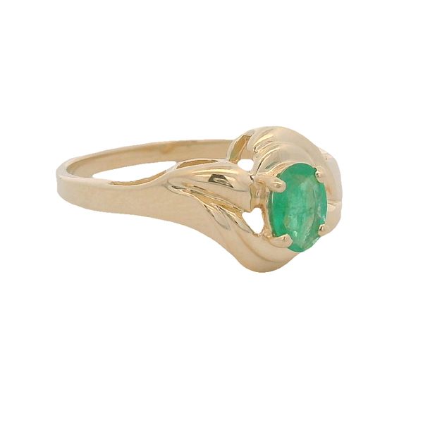 PREOWNED - 14K Yellow Gold Size 7.75 Ring With 0.50Ct Oval Emerald Image 2 Texas Gold Connection greenville, TX