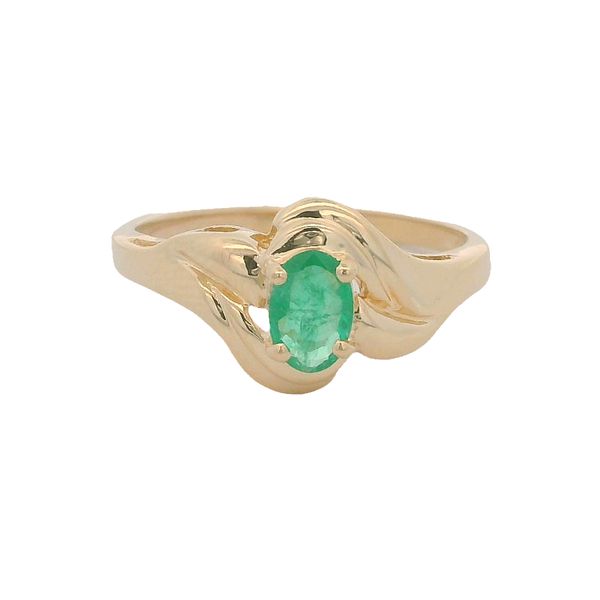 PREOWNED - 14K Yellow Gold Size 7.75 Ring With 0.50Ct Oval Emerald Texas Gold Connection greenville, TX