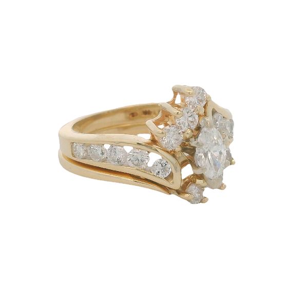 PREOWNED - 14K Yellow Gold Ring With One 0.33Ct Marquise Diamond and 1.00Twt Smaller Diamonds Image 2 Texas Gold Connection greenville, TX