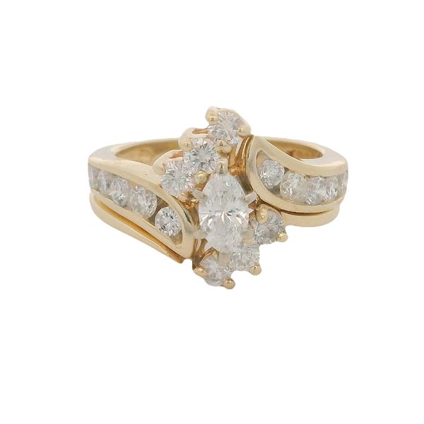 PREOWNED - 14K Yellow Gold Ring With One 0.33Ct Marquise Diamond and 1.00Twt Smaller Diamonds Texas Gold Connection greenville, TX