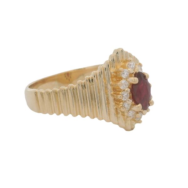 PREOWNED - 18K Yellow Gold Size 8.5 Ring With One 05.0Ct Marquise Ruby and 0.18Twt Diamonds Image 2 Texas Gold Connection greenville, TX