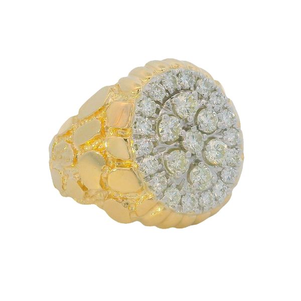 PREOWNED  - 14K Yellow Gold Size 10.5 1.50Twt Diamond Nugget Ring Image 2 Texas Gold Connection greenville, TX