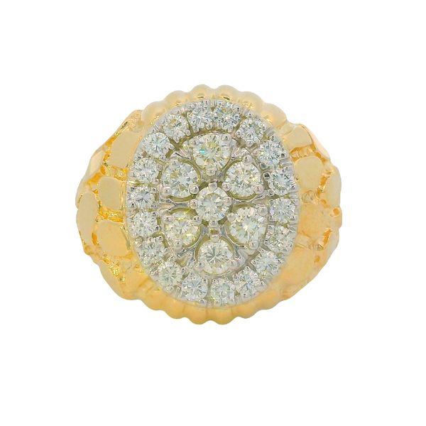 PREOWNED  - 14K Yellow Gold Size 10.5 1.50Twt Diamond Nugget Ring Texas Gold Connection greenville, TX