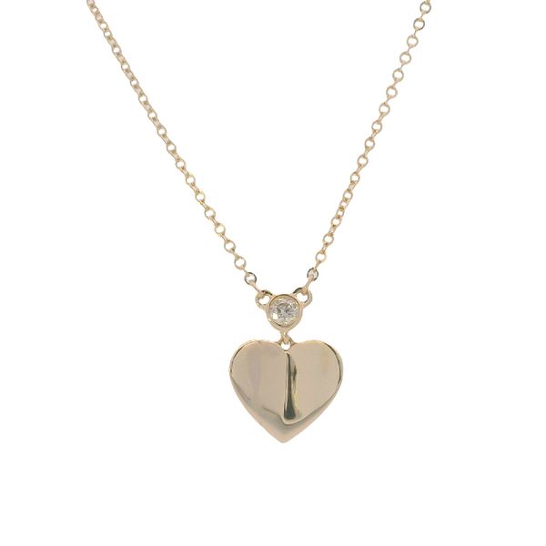 PREOWNED - 10K Yellow Gold Heart Necklace with 0.05Ct Diamond Texas Gold Connection greenville, TX