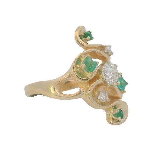 PREOWNED - 14K Yellow Gold Size 9 Ring With 0.50Twt Emeralds and 0.60Twt Diamonds Image 2 Texas Gold Connection greenville, TX