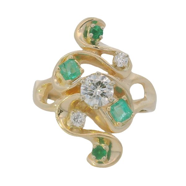 PREOWNED - 14K Yellow Gold Size 9 Ring With 0.50Twt Emeralds and 0.60Twt Diamonds Texas Gold Connection greenville, TX