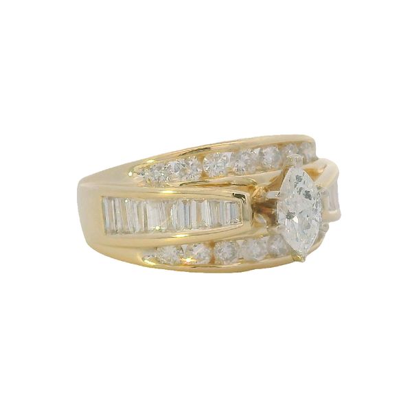 PREOWNED - 14K Yellow Gold Size 5.5 Ring With One 0.30Ct Marquise Diamond And 0.70Twt Diamonds Image 2 Texas Gold Connection greenville, TX