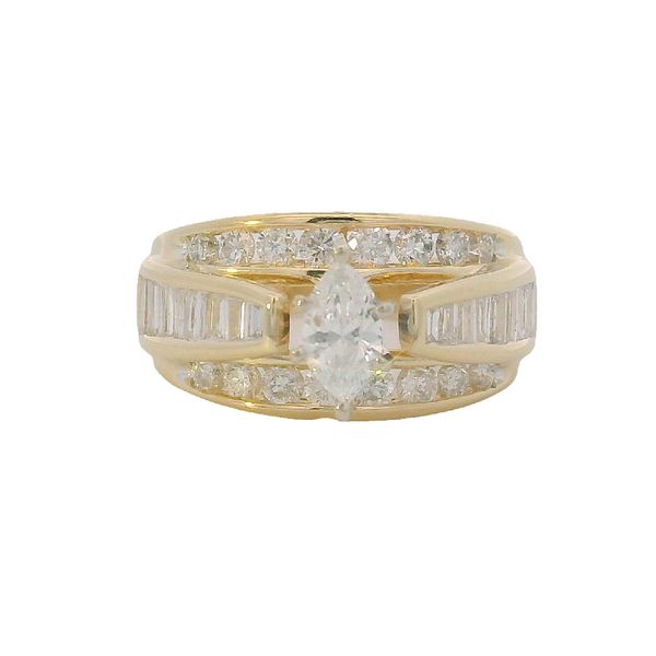 PREOWNED - 14K Yellow Gold Size 5.5 Ring With One 0.30Ct Marquise Diamond And 0.70Twt Diamonds Texas Gold Connection greenville, TX