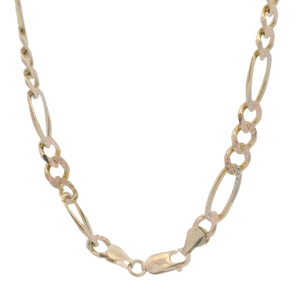 PREOWNED  - 14K Yellow Gold Hammered 7mm 20inch Figaro Chain Image 2 Texas Gold Connection greenville, TX