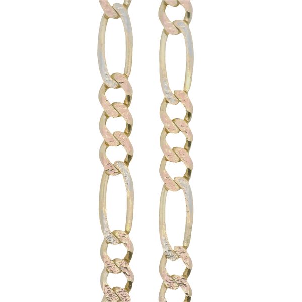 PREOWNED  - 14K Yellow Gold Hammered 7mm 20inch Figaro Chain Image 3 Texas Gold Connection greenville, TX