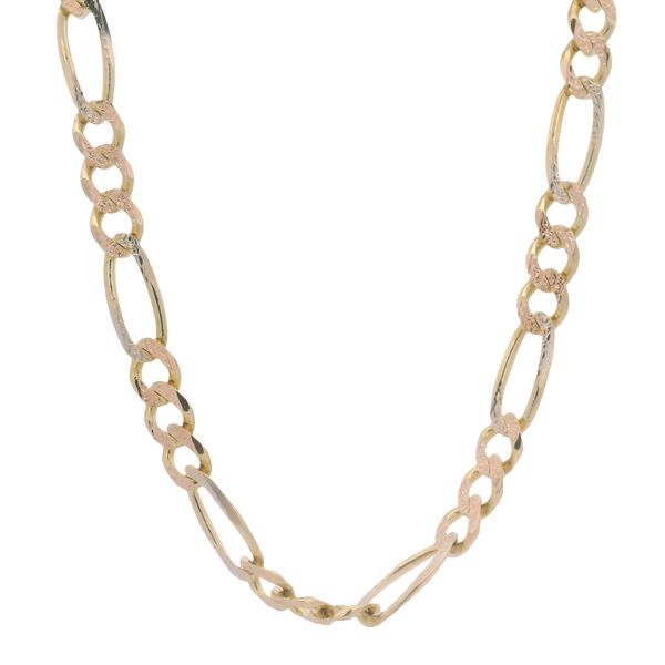PREOWNED  - 14K Yellow Gold Hammered 7mm 20inch Figaro Chain Texas Gold Connection greenville, TX