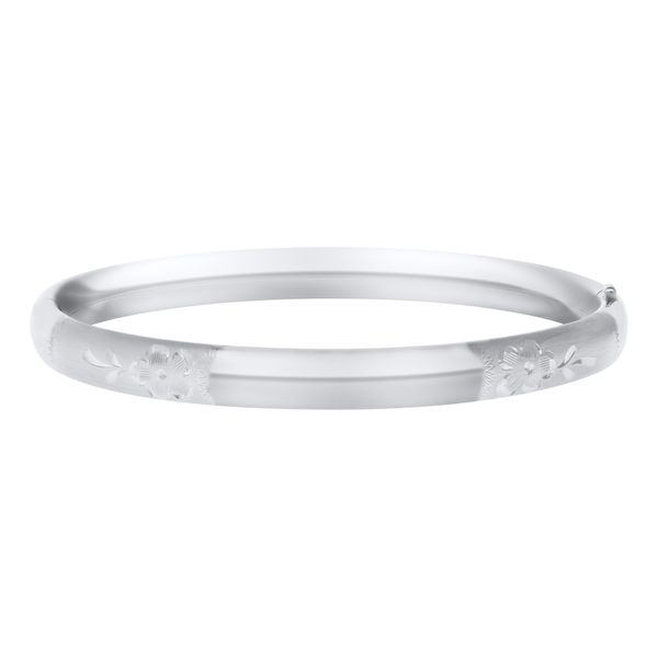 Children's Sterling Silver Bangle Bracelet with Engraved Flowers Texas Gold Connection greenville, TX