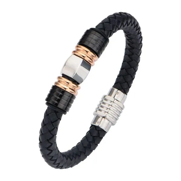 Plated Rose Gold & Plated Black Bead Leather Bracelet Image 4 Texas Gold Connection Greenville, TX