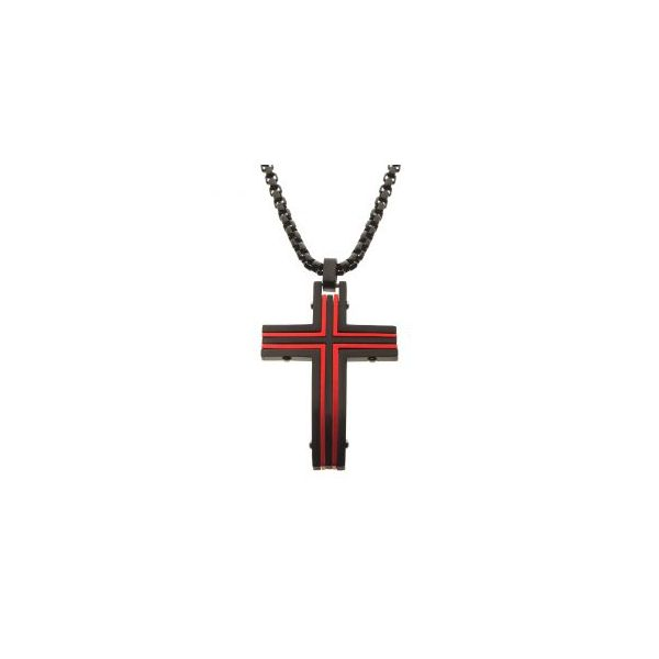 Black & Red Plated Dante Cross Pendant with Chain Texas Gold Connection Greenville, TX