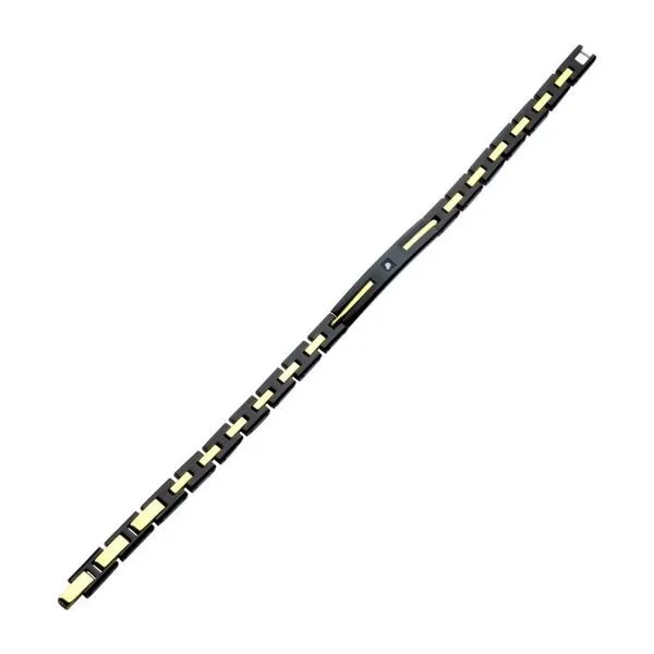 18Kt Gold IP Stainless Steel Two Tone Black IP Lab-Grown Diamond Link Bracelet Texas Gold Connection Greenville, TX