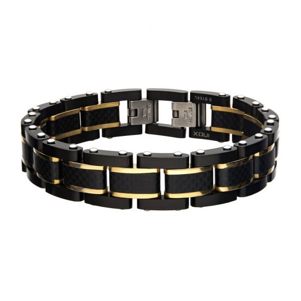 Black Carbon Fiber with Gold Plated Link Bracelet Texas Gold Connection Greenville, TX
