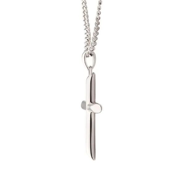 925 Sterling Silver Classica Cross Pendant with Flat Diamond Cut Chain Image 3 Texas Gold Connection Greenville, TX
