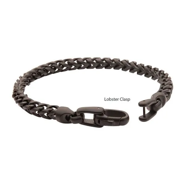 Men's 5mm Black IP Steel Sandblast Franco Chain with Lobster Clasp Bracelet. Image 2 Texas Gold Connection Greenville, TX