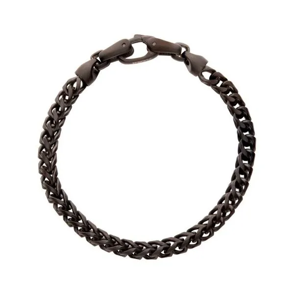 Men's 5mm Black IP Steel Sandblast Franco Chain with Lobster Clasp Bracelet. Texas Gold Connection Greenville, TX