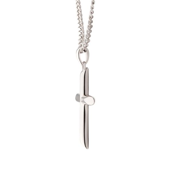 925 Sterling Silver Classica Cross Pendant with Flat Diamond Cut Chain Image 3 Texas Gold Connection greenville, TX